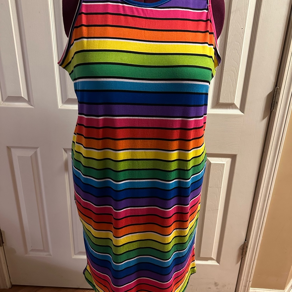 Rouge! Rainbow Striped Midi Dress